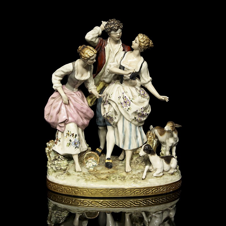 Salvador Mallol. Group of porcelain ‘Youth and flock’, 20th century