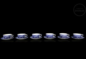 Blue and white porcelain coffee set, 20th century