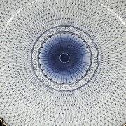 Blue and white enamelled porcelain dish, 20th century