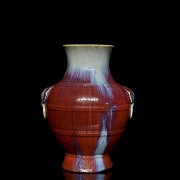 Ceramic vase with flambé glaze, with Qianlong mark