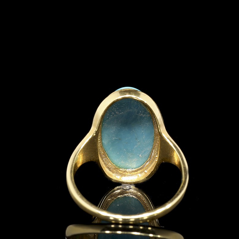 Yellow gold and turquoise ring - 2