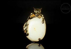 Silver and jade pendant ‘Leopard’, Qing dynasty