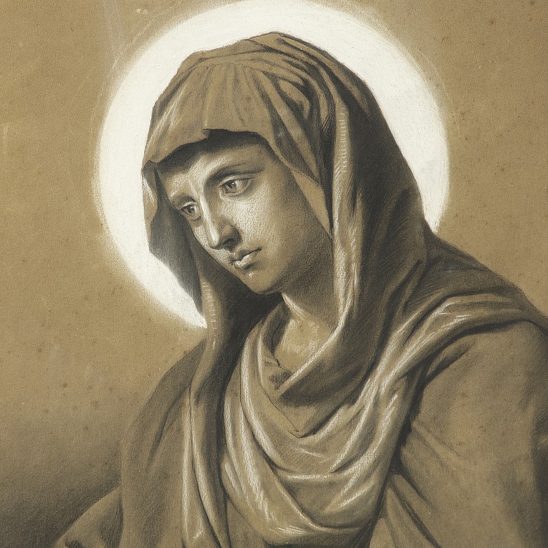 Spanish School 19th century ‘Virgin holding a cloth’ - 2