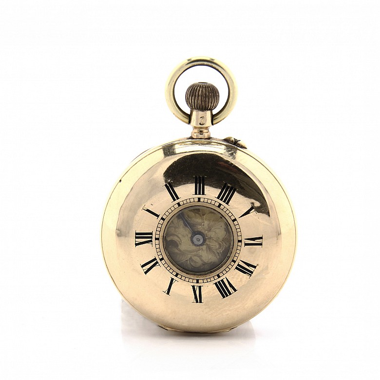 14k gold watch, with cover, 19th c.