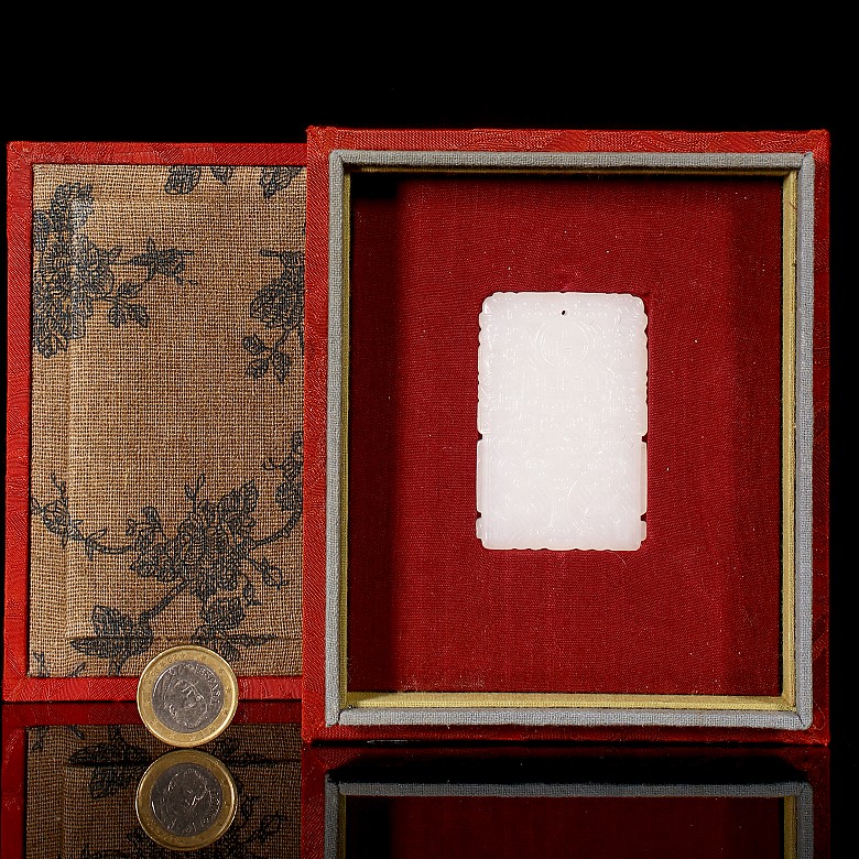 Hetian ‘Taotie’ white jade plaque, Qing dynasty