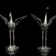 Pair of silver herons, 20th century