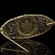 18kt yellow gold brooch with coin - 3