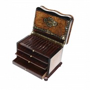 Marquetry cigar box, 19th c.