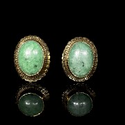 Pendientes oro con gema verde