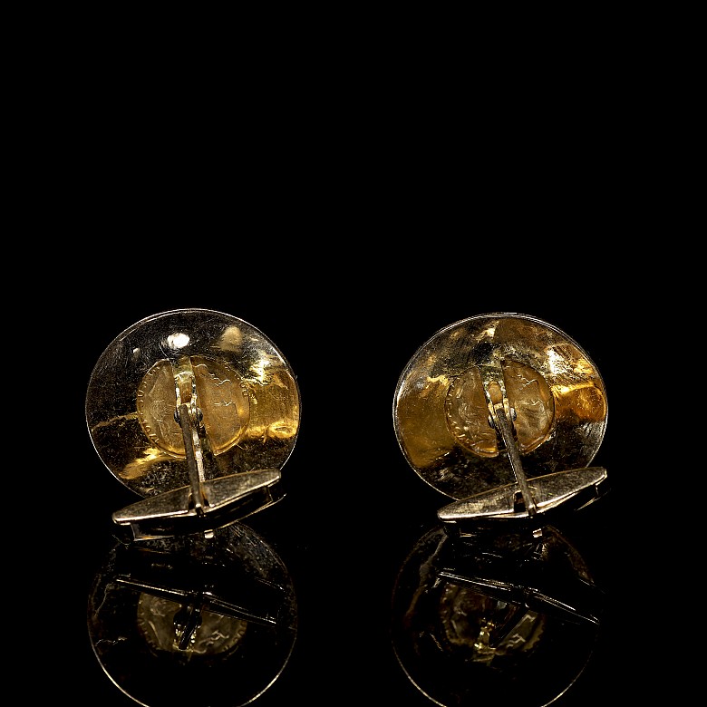 Gold cufflinks with coins from Mexico