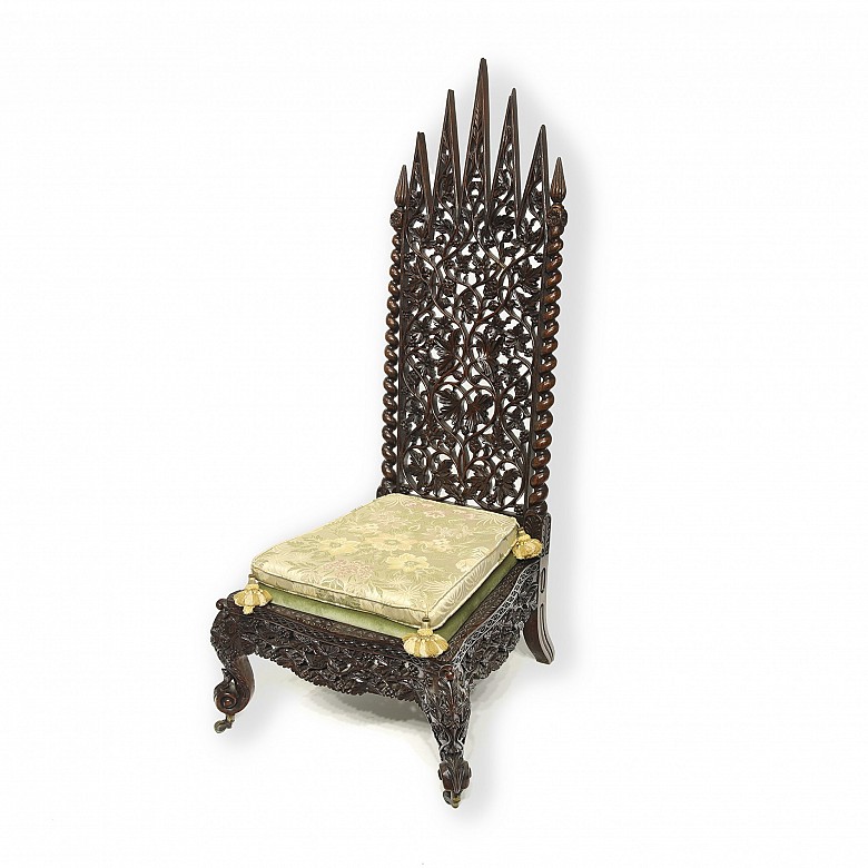 Burmese carved wooden chair, early 20th century