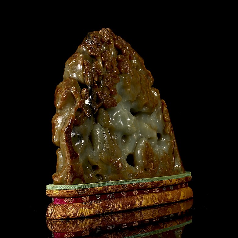 Carved jade figurine ‘Sage and Tiger’, Song style, Qing dynasty