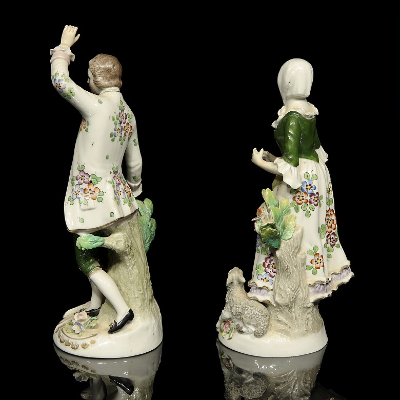 Pareja de porcelana alemana, Sitzendorf, S.XIX