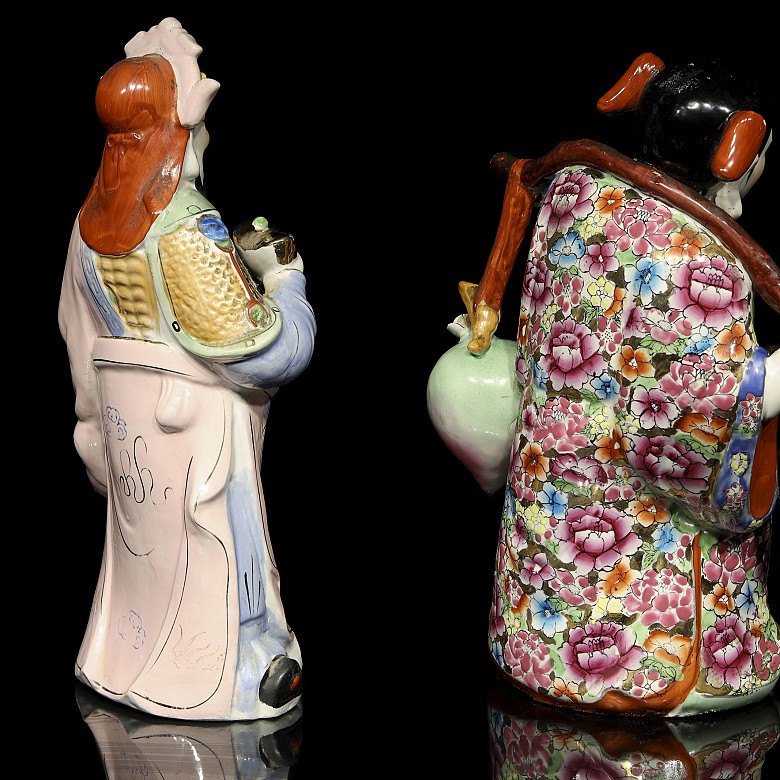 Pareja de sabios de porcelana, China, S.XX