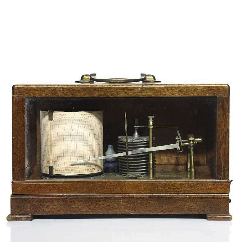 Brass and wood barograph, 20th century