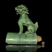 Green glazed tile “Lion Foo”, Qing dynasty