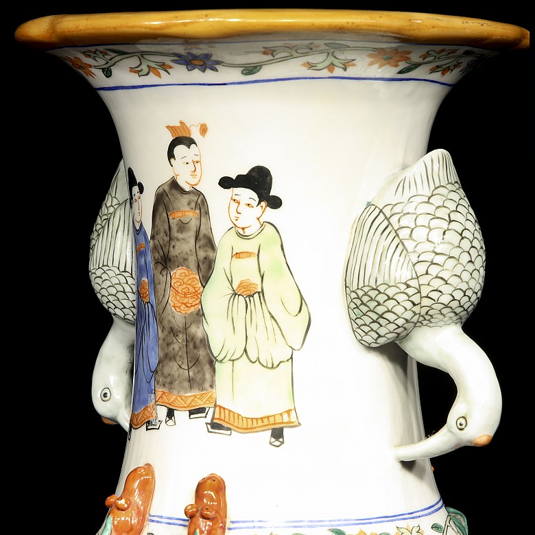 Vase with handles and a palace scene, 20th century