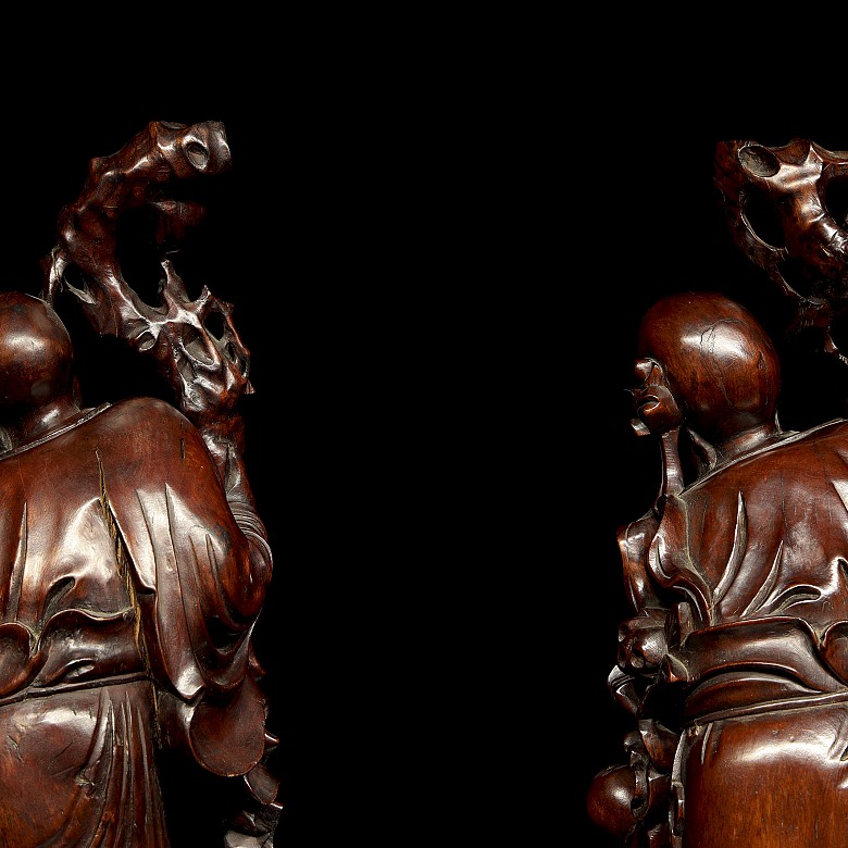 Pair of wooden wise men, 20th century - 4