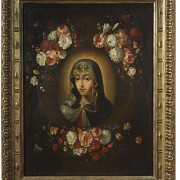 19th century Spanish School ‘Virgin Mary with flowers’