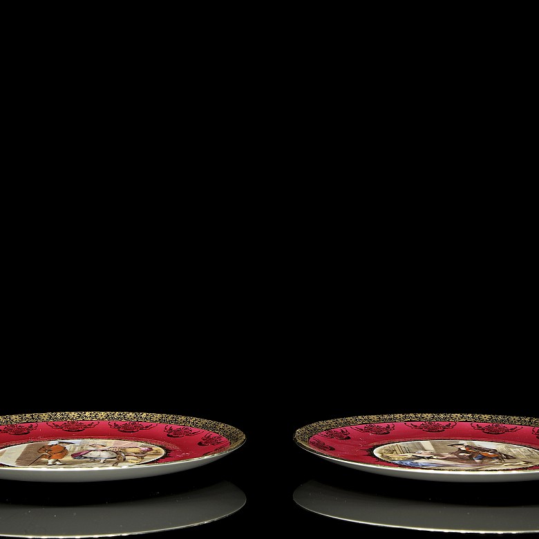 Pair of plates, JKW Decor Carlsbad Bavaria ‘Cries of London’, 20th century - 2