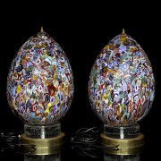 Pair of Murano glass table lamps, 20th century