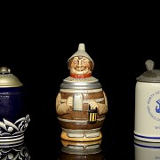 Three German ceramic beer steins, 20th century