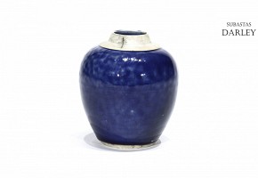 Small glazed vase in blue, 20th century