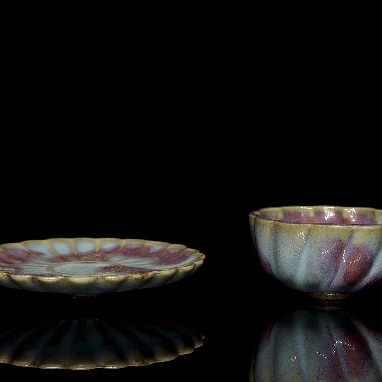 Junyao ceramic bowl and plate, 20th century - 3