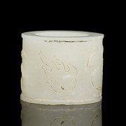 White jade “Phoenix and flaming pearl” archer ring, Qing dynasty - 1