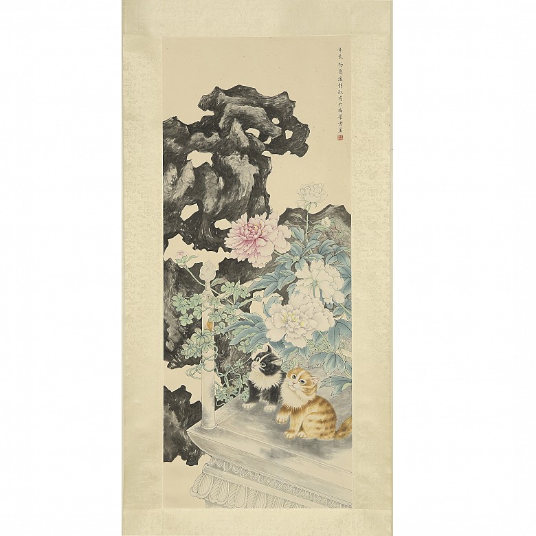 Chinese painting ‘Cats and flowers’, 20th century