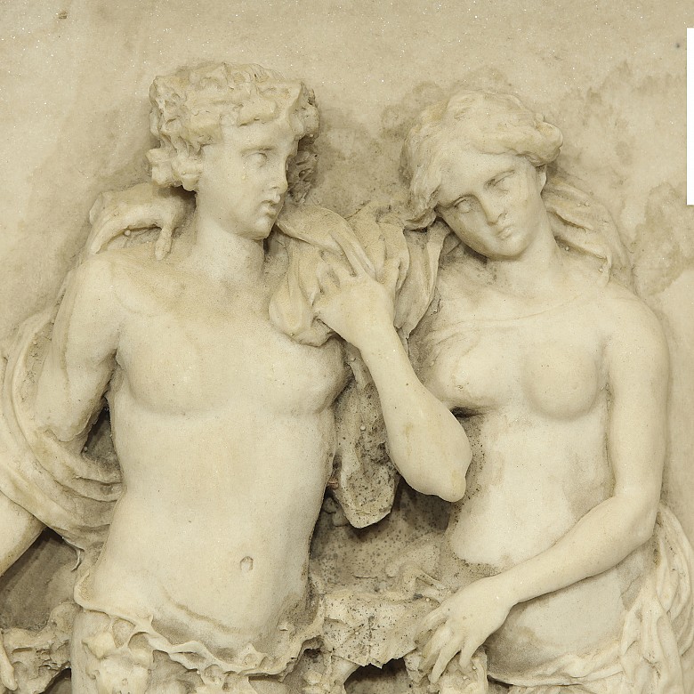 Relieve de alabastro tallado, Professor Giuseppe Lazzerini, Carrara, 1869