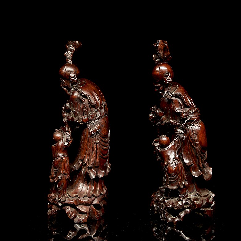 Pair of wooden wise men, 20th century - 9