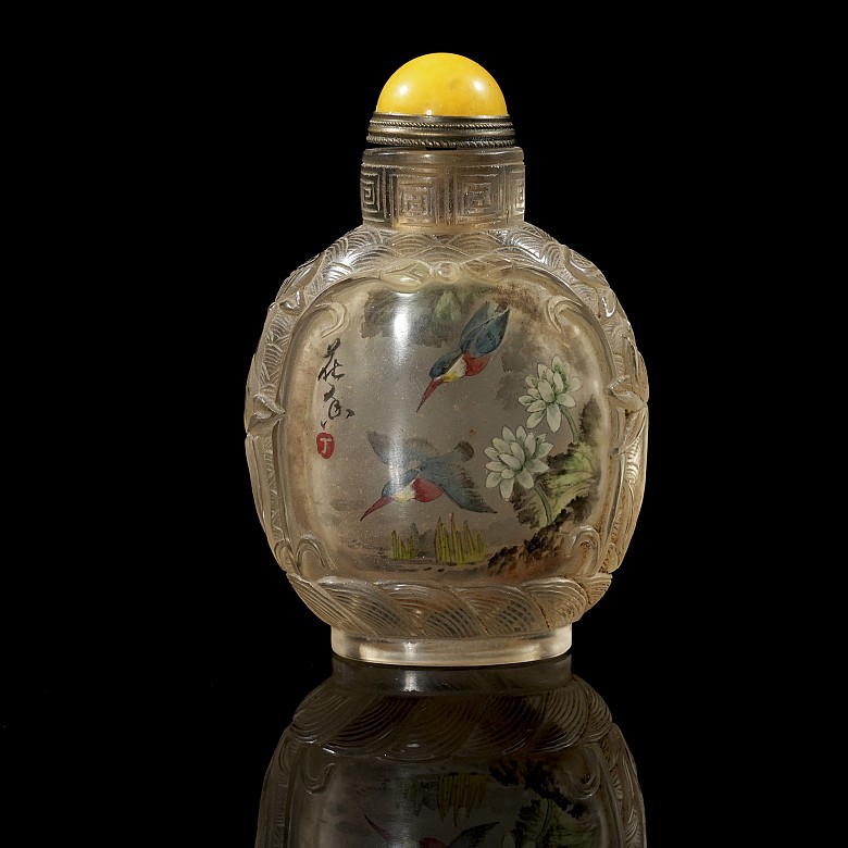 Enamelled glass snuff bottle ‘Birds’, 20th century