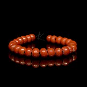 Red glass bead necklace, late Qing dynasty - 1