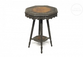 Asian carved wooden side table, 19th century