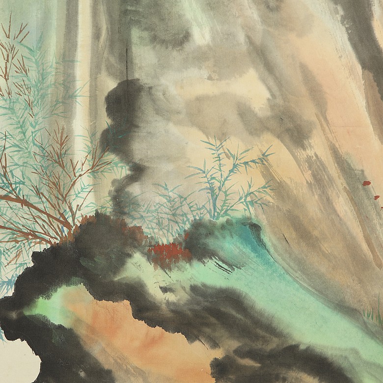 Chinese painting on paper ‘ Mountain Composition’, 20th century