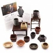 An Unique Bonsai Pot Miniature Set, Master Gu Shaopei.