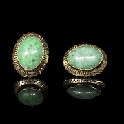 Pendientes oro con gema verde