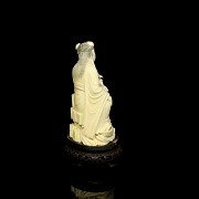 Carved ivory figure ‘Lady with a bouquet’, early 20th century