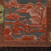 Set of four small carved and lacquered wooden doors, Qing dynasty. - 4