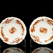 Set of two plates and cups, Meissen style, 20th century