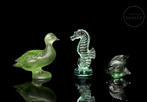 Three Lalique glass figurines, 20th century