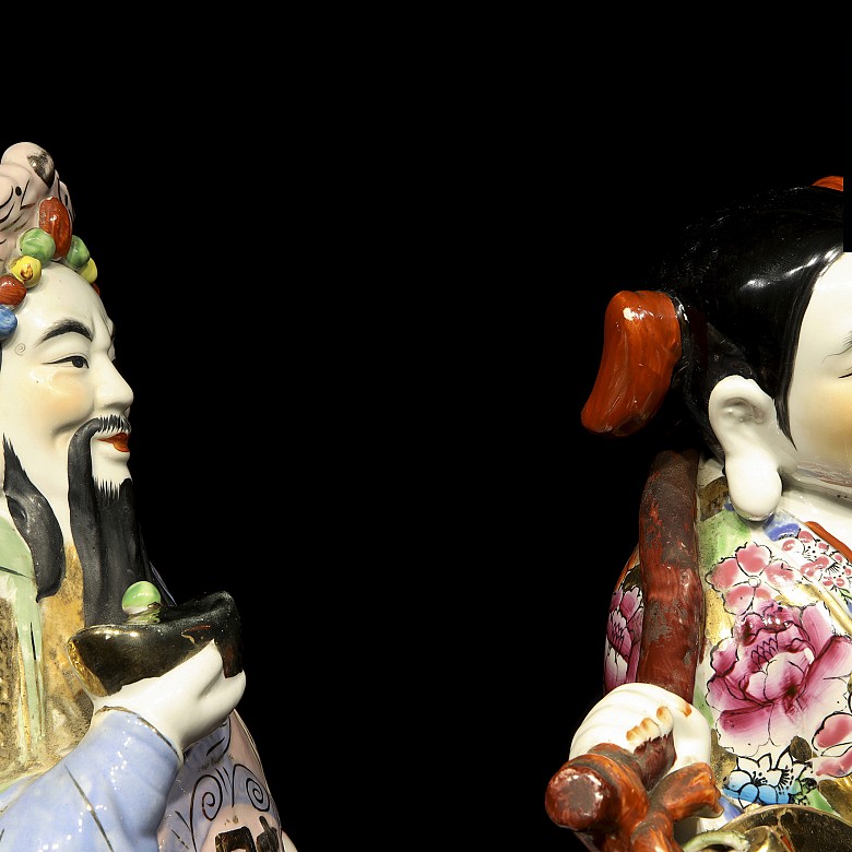 Pareja de sabios de porcelana, China, S.XX