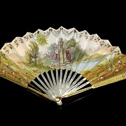 Fan with mother-of-pearl ‘Scenes in the Garden’, 19th century - 5