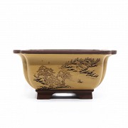 An Enameled Bonsai pot, Yixing, China.