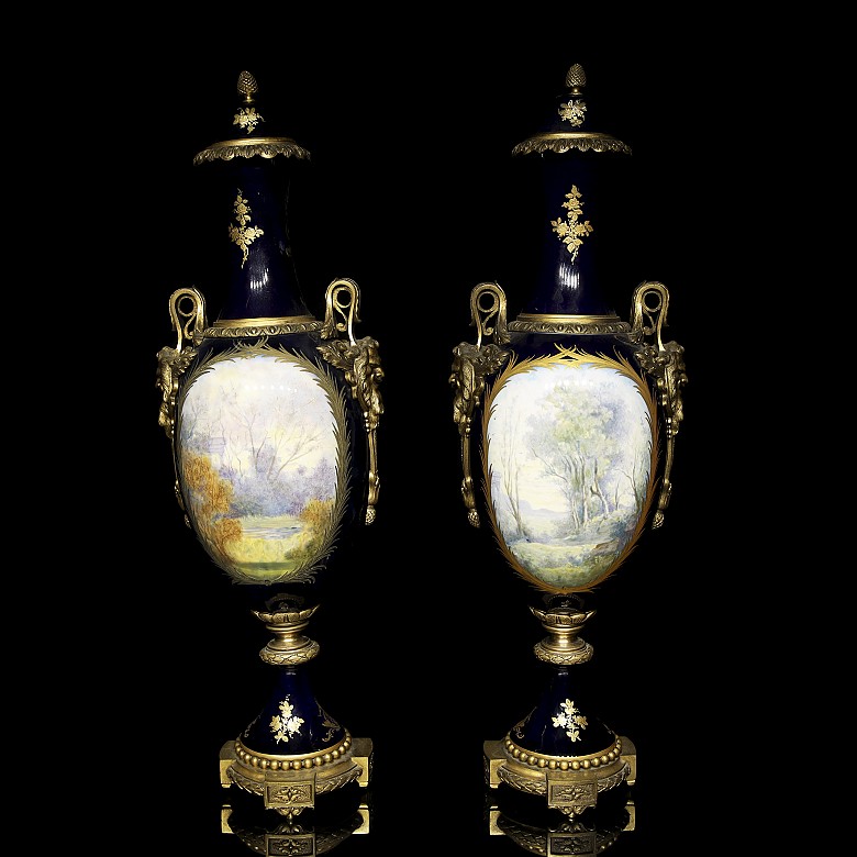 Sèvres porcelain ‘Pair of vases with scenes from romances’, 18th-19th century