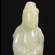 Hetian “Guanyin and Shancai” white jade figurine, Qing dynasty