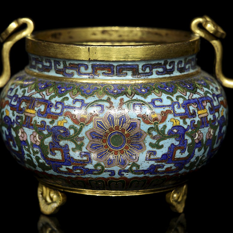 Cloisonné tripod censer ‘Ruyi and phoenix’, Qing dynasty