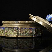 Bronze and enamel ‘Heron and Deer’ box, Qing dynasty