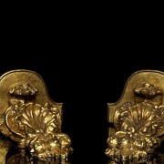 Pair of carved wooden corbels, 19th century